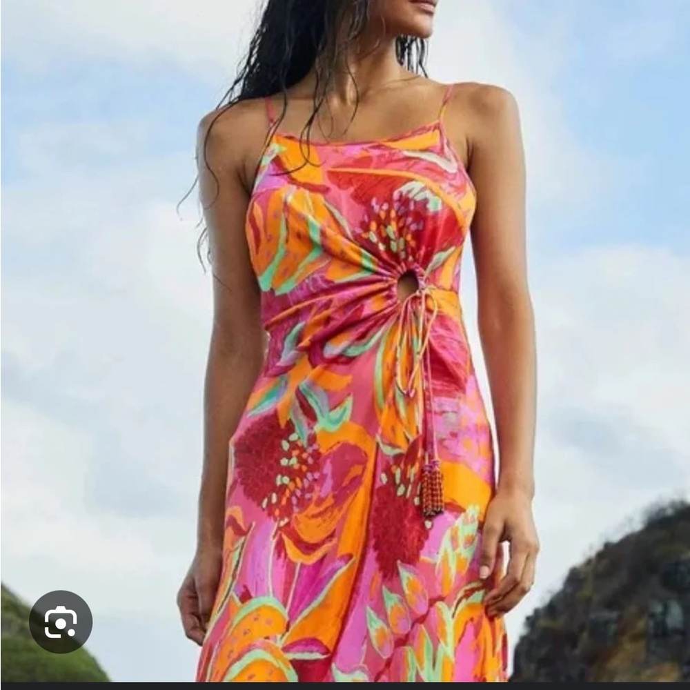 Farm Rio Fruit Brush Midi Cutout Dress